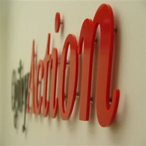 Acrylic wall sign with standoffs