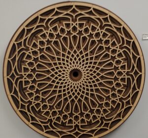 Laser cut layered wood art sculpture