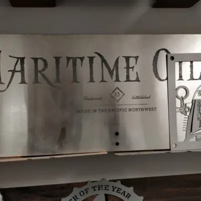 Laser marked stainless steel sign