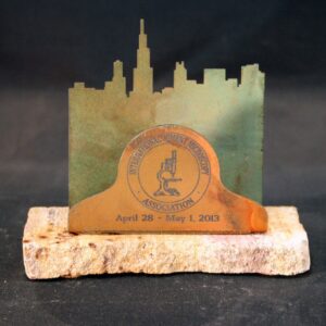 Promotional product - patina steel business card holder with laser marked logo