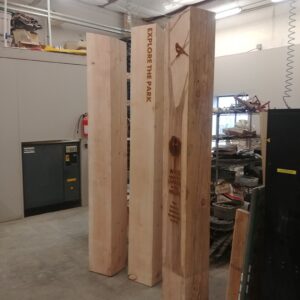 Large cedar posts laser burning / engraving