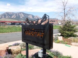 Lighted steel outdoor sign