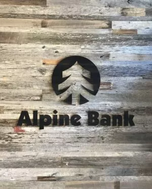 Alpine bank laser cut steel sign