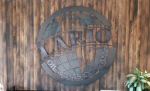 Giant steel mural / sign in hot rolled with patina